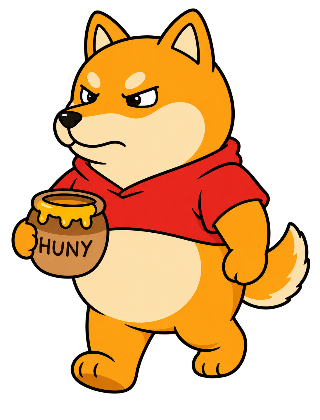 Inu the Pooh holding a huny jar